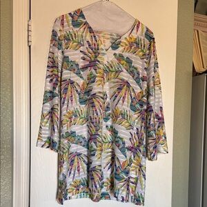 Soft Surroundings Multicolor Leaf Print Blouse